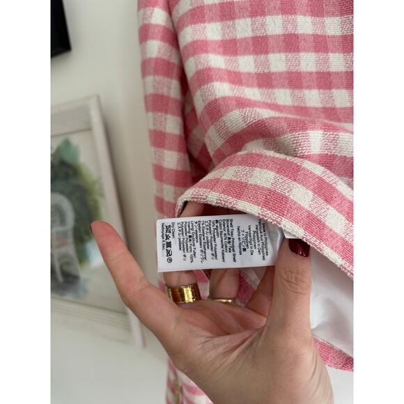 J. CREW Louisa Lady Jacket in Pink Gingham Terry Tweed Size 8 - Picture 11 of 12